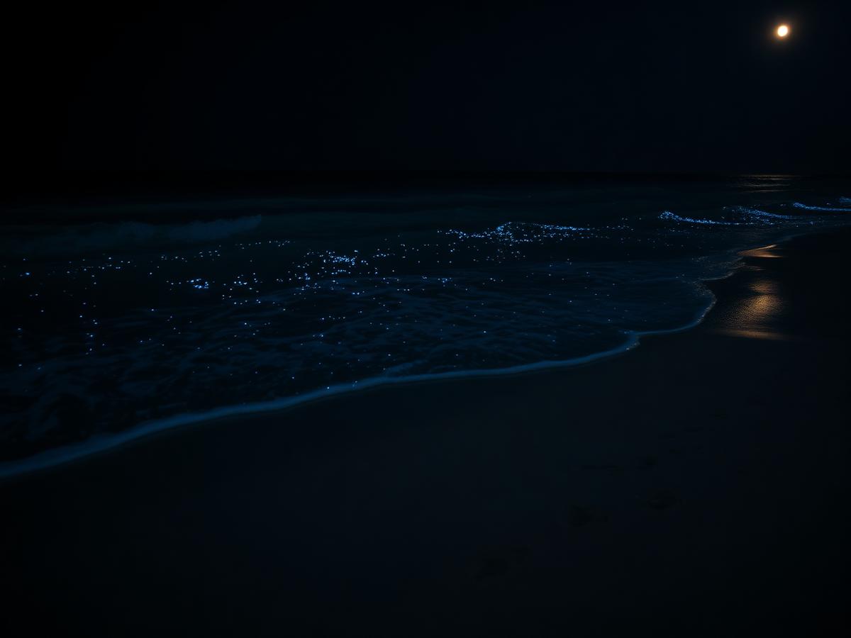 Glowing beach walk