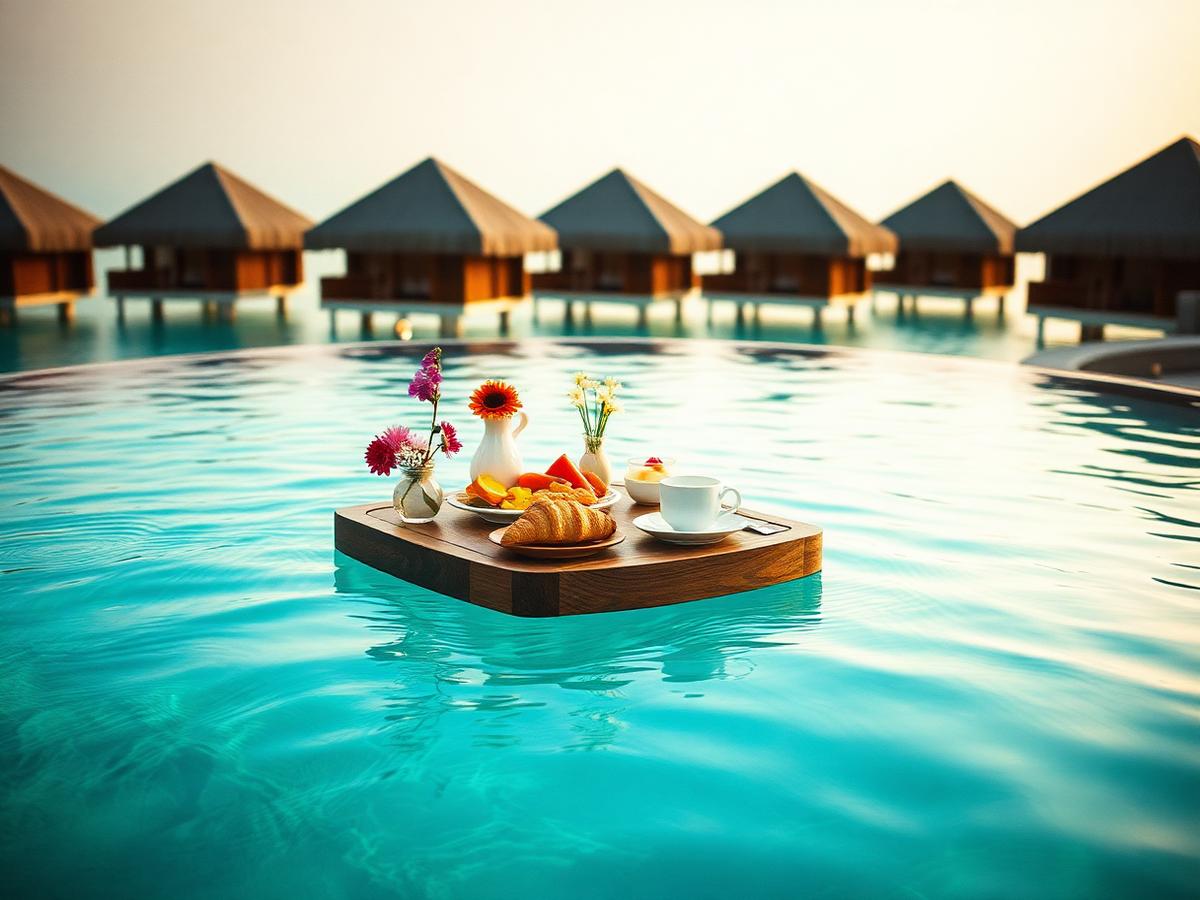 Floating breakfast in the pool