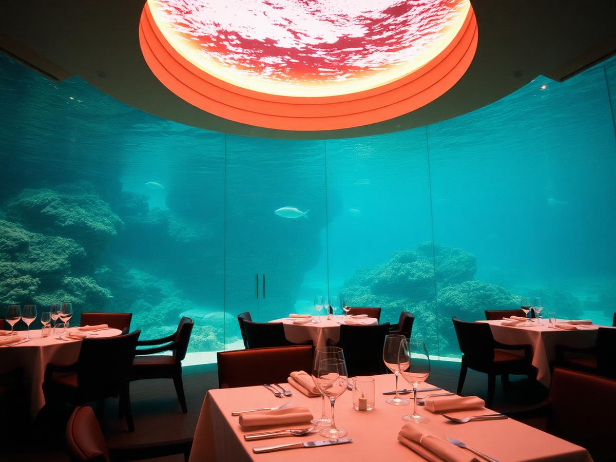 Dinner in an underwater restaurant