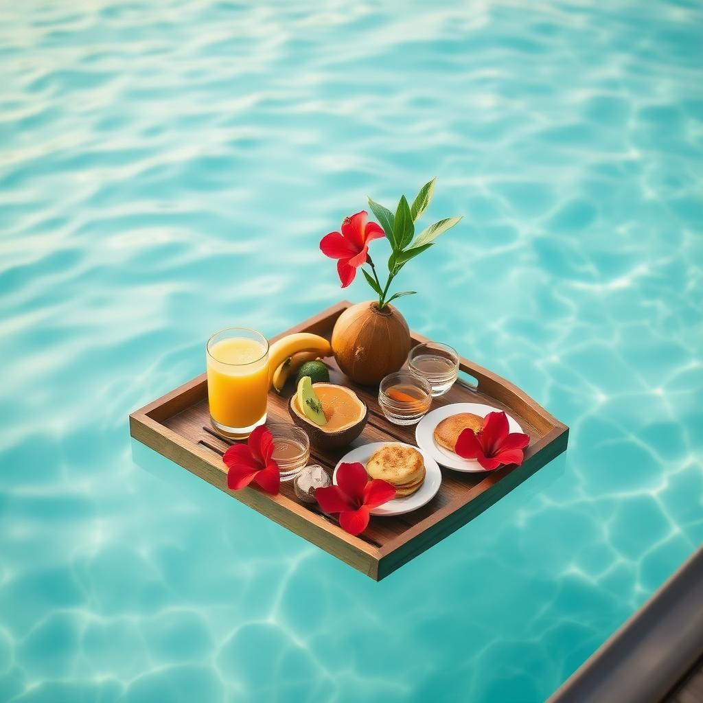 Floating breakfast in the pool