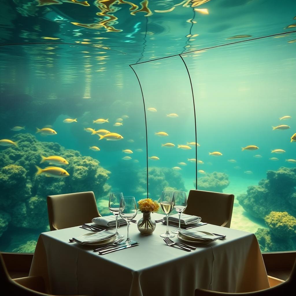 Dinner in an underwater restaurant